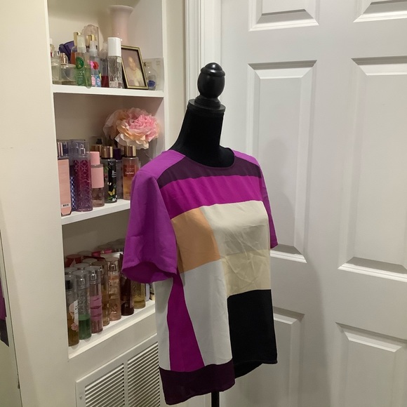 Color-block Back Button Blouse - Picture 2 of 5